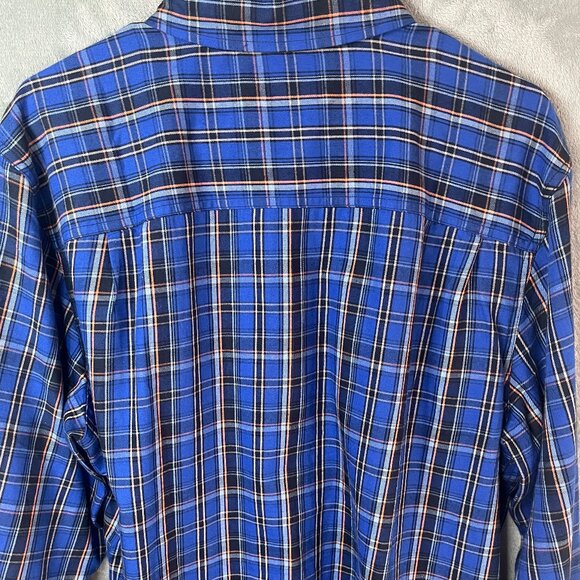 Prana Dolberg Flannel Shirt Mens L Blue Plaid Slim Fit Long Sleeve Button Up - Picture 8 of 15